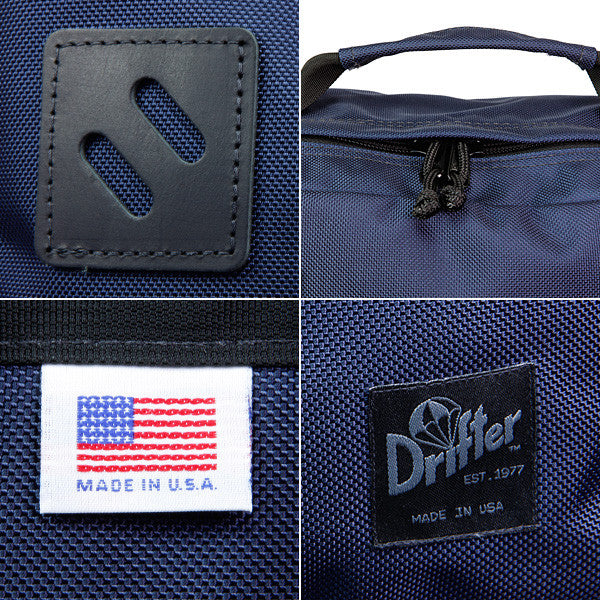 DRIFTER SQUARE PACK BACKPACK- NAVY X BLACK LEATHER - CITY LINE MADE IN USA